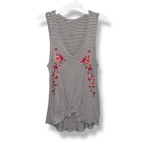 American Eagle Outfitters Soft and Sexy Striped Tank Floral Embroidery, size XS